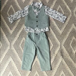 Light Green Floral 4-piece Suit